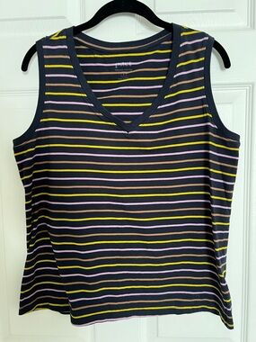 ‼️NWOT: Pact Organic Bold Striped Black Tank Top - L
